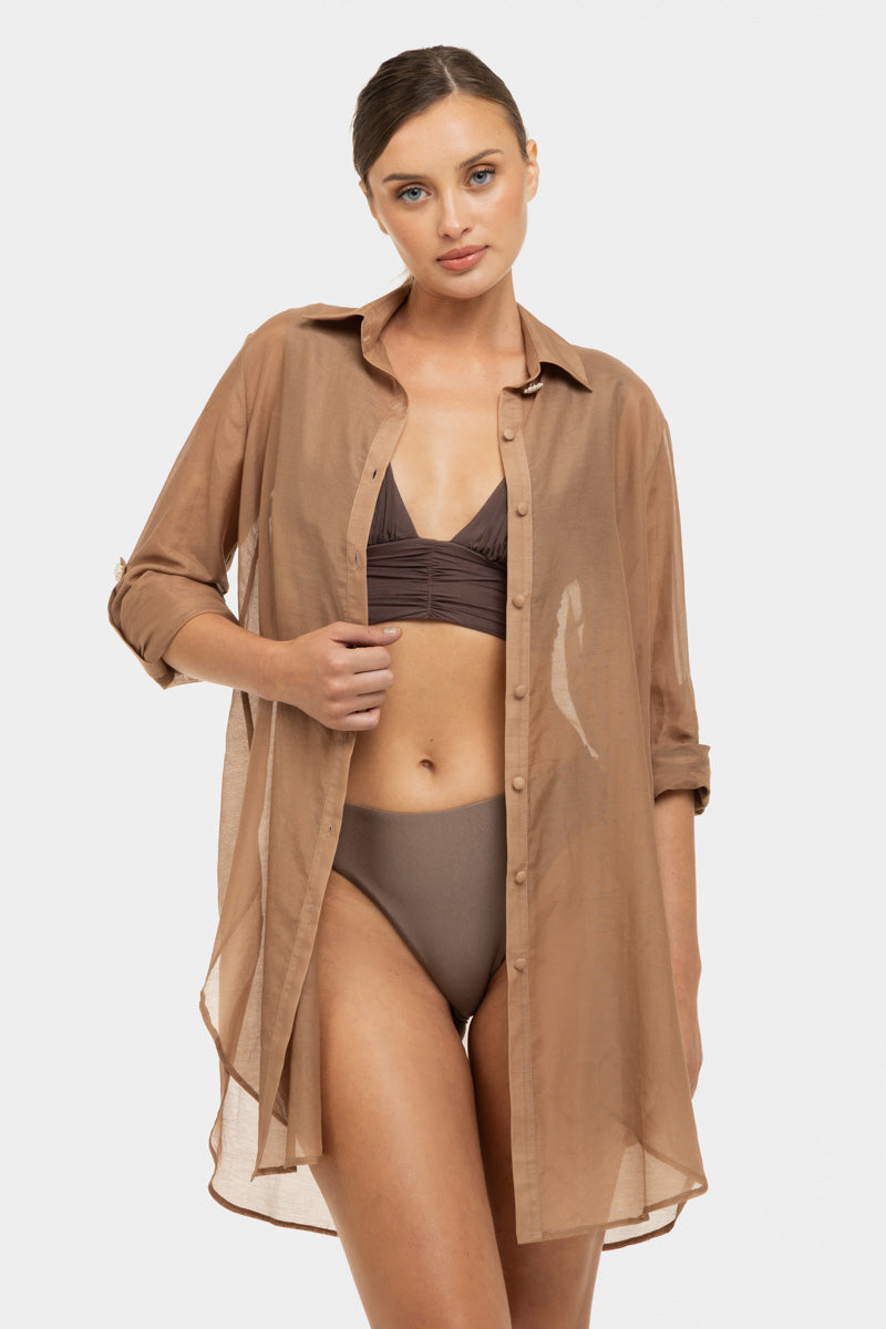 Ekavi New Silk Shirt in Mocha