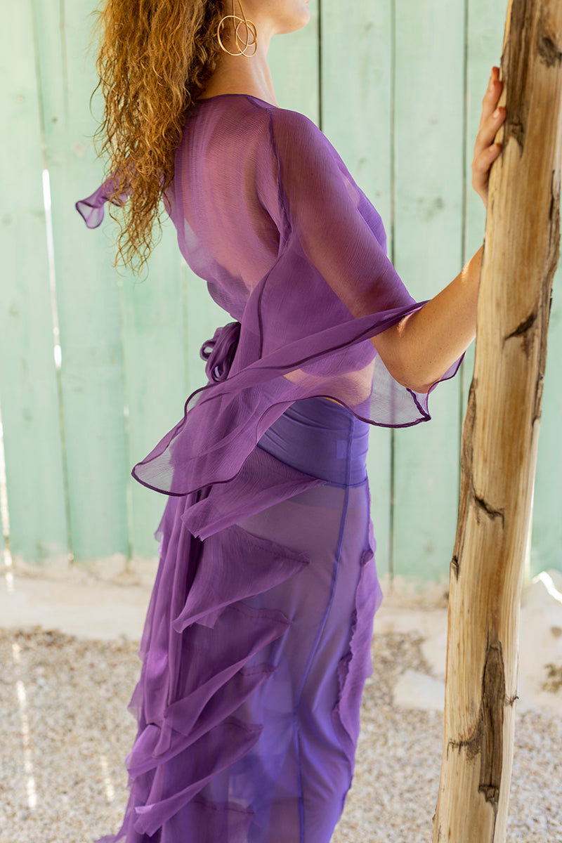Asinoi silk top in purple
